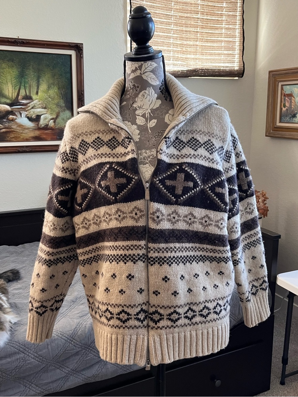 Vintage Ralph Lauren 100% wool western knit zip up sweater